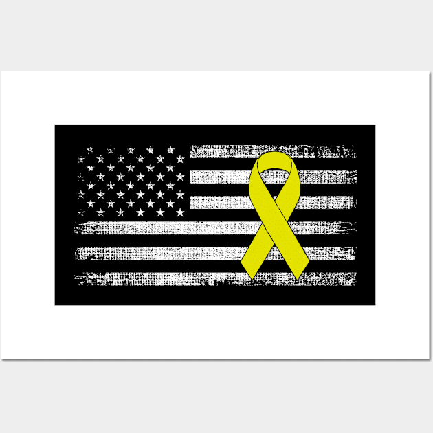 Childhood Cancer Awareness Shirts Yellow Ribbon Men Women Wall Art by Gendon Design